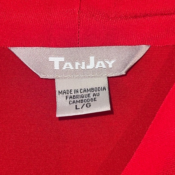 Tan Jay ruched front b-neck vintage blouse. Size large in Red GUC - Picture 5 of 6